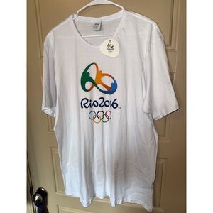 Olympics Shirt Men's 2XL White Brazil Rio 2016 Logo Graphic Tee Short Sleeve NWT